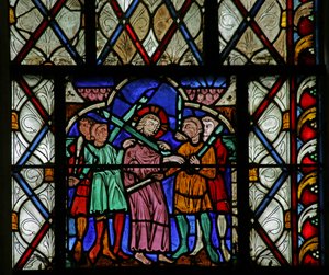 Window depicting Christ arrested in Gethsemane by French School